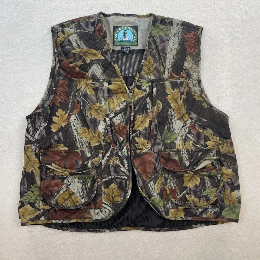 Master Sportsman Hunting Shooting Mesh Camo Multiple Pockets Vest Size XL